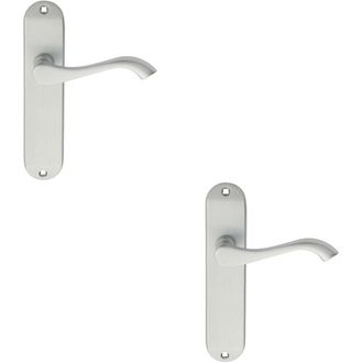 Loops 2x PAIR Curved Handle on Chamfered Latch Backplate 180 x 40mm Satin Chrome