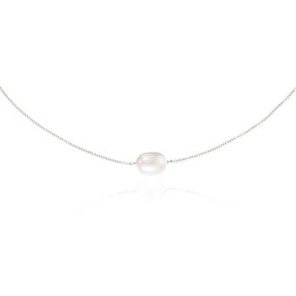 Lily & Roo Solid White Gold Large Single Pearl Choker