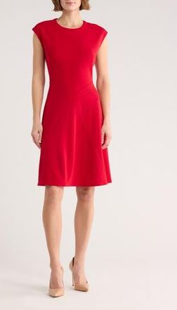 Calvin Klein Cap Sleeve A-Line Dress in Red at Nordstrom Rack, Size 12