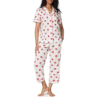 Bedhead Pajamas Print Cotton Crop Pajamas in Celeste at Nordstrom, Size X-Large