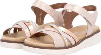 Remonte Riemchensandale REMONTE, Damen, Gr. 37, rosa (ros&eacute;, ros&eacute;goldfarben, goldfarben), Lederimitat, metallic, Schuhe Riemchensandale, Keilabsatz, Sommerschu