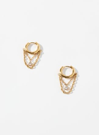 Simons Womens Chain Hoop Earrings