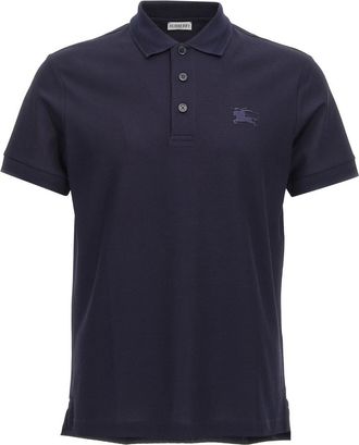 Burberry Blue Logo embroidery polo shirt