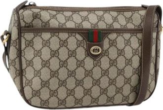 Gucci Pre-owned Vintage PVC GG Canvas Shoulder Bag - Dames - Vintage Schoudertas - Beige - ONE Size - Leer - Vintage