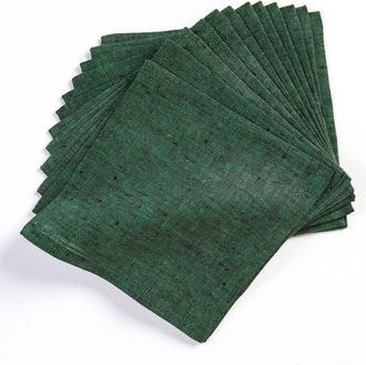 Solino Home Linen Cocktail Napkins Set of 12, 6 x 6 Inch for Dining Table, Holiday and Everyday Table Decor - Athena in Forest Green at Nordstrom