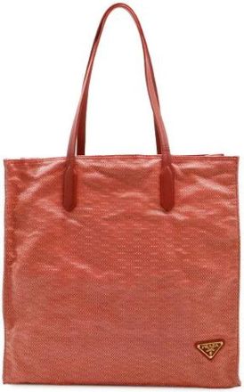 Prada Pre-owned Tote Bags, female, Red, Size: ONE SIZE Pre-owned Canvas Tote Bag