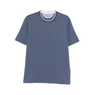 Brunello Cucinelli Brunello Cucinelli, T-Shirts, male, Blue, Size: 3XL T-shirt