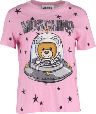 Moschino UFO Teddy Printed T-Shirt in Pink Cotton