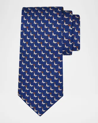 Ferragamo Men & apos;s Gancio Sea Lion-Print Tie