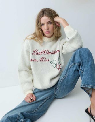 Six Stories Last Christmas as a Miss maglione lavorato a maglia girocollo color crema-Bianco