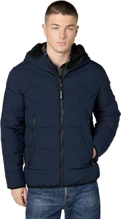 Calvin Klein Mens Heavyweight Short Puffer Jacket, Hooded Stretch True Navy, XL