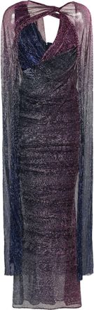 Talbot Runhof cape-detail lurex gown - women - Polyester/Metal (Other)/Elastane/Cupro - 38 - Purple