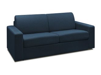Vente-Unique Sof&aacute; cama de 3 plazas de tela tipo italiano azul noche COGLIO
