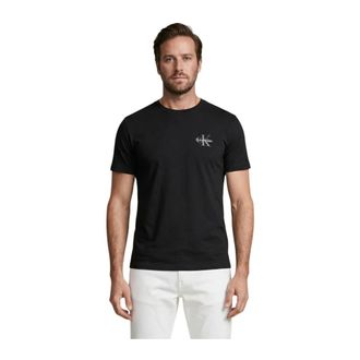 Calvin Klein Jeans T-Shirts, male, Black, Size: 2XL Printed Short Sleeve Cotton T-Shirt