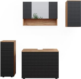 Vicco Conjunto De Muebles De Ba&ntilde;o Irma, Lunares Antracita, 4 Partes