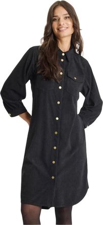 In Front Elegante Overhemdjurk Zwart - Dames - Shirt Kleedjes - Zwart - S - Polyester - Kleedjes