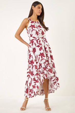 Roman Floral Jacquard Halter Dress