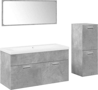 vidaXL Juego Muebles De Ba&ntilde;o 4 Pzas Madera Contrachapada Gris Hormig&oacute;n Vidaxl