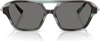 Tiffany & Co. Polarized 58mm Square Sunglasses in Striped Black Tiffany/grey at Nordstrom