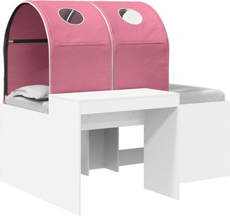 vidaXL Cama Con T&uacute;nel 3 Uds. Blanco Y Rosa Madera De Ingenier&iacute;a Vidaxl