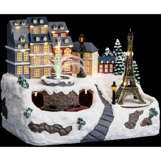 F&eacute;&eacute;ric Lights & Christmas F&eacute;&eacute;ric Lights And Christmas - Pueblo De Navidad En Los Tejados De Par&iacute;s Y Fuente Animada 36 Led + Transformador - Feeric Lights & Christmas