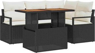 vidaXL Vidaxl - Conjunto de Comedor de Jardín con cojín 5 pcs Negro, Crema