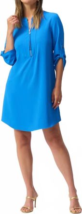 Joseph Ribkoff Mandarin Collar Straight Dress In French Blue