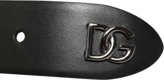 Dolce & Gabbana Black Calf Leather Studded Silver Buckle Mens Belt