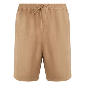 120% Lino 120% Lino, Casual Shorts, male, Beige, Size: XL Linen Drawstring Shorts