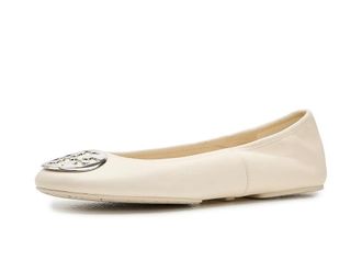 Tory Burch Reva Travel Ballet Womens Shoes Light Cream/Silver : 10.5 M, Leather