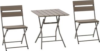 OUTSUNNY 3 PCS Foldable Garden Bistro Set Folding Table And Chairs Set - Grey | TJ Hughes