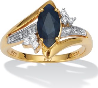 Palm Beach Jewelry Midnight Blue Sapphire Gold-plated Silver Ring