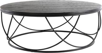 Miliboo Miliboo - Mesa De Centro Madera Negra Y Metal Negro D80 X A30 Cm Lace