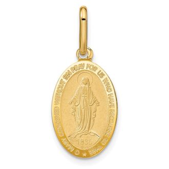 Diamond2Deal 14k Yellow Gold Polished and Matte Oval Miraculous Medal