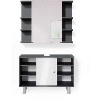 Vicco Conjunto de muebles de baño Fynn, Antracita, 2 piezas