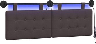 vidaXL Cabecero Colgante Con Luz Led Marr&oacute;n Oscuro Tela Vidaxl