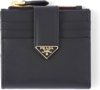 Prada small logo-plaque leather wallet - women - Calf Leather/Calf Leather - One Size - Black