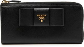 Prada Black Leather Long Wallet (Bi-Fold) (Pre-Owned)
