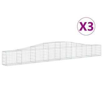 Berkfield Home Arched Gabion Baskets 3 pcs 400x30x40/60 cm Galvanised Iron in Silver