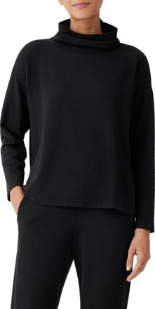 Eileen Fisher Drapey Funnel Neck Top in Black at Nordstrom Rack, Size X-Small