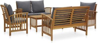 vidaXL Juego Muebles De Jard&iacute;n Y Cojines 5 Piezas Madera Maciza Acacia Vidaxl
