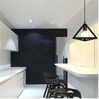 Trade Shop Trade Shop - Lampadario Da Soffitto A Sospensione Forma Di Triangolo 3d Portalampada E27 A35 - Negro