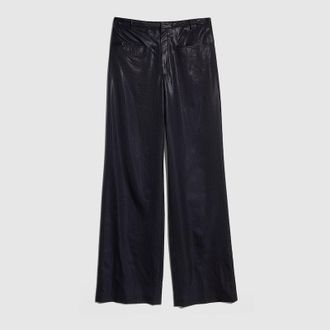 Gucci Pinstripe Chintzed Wool Blend Pants, Size 48, Blue