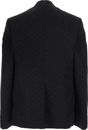 Gucci Mens Double-Breasted Jacket Black Cotton Blend Blazers