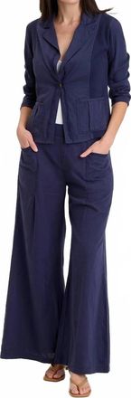 Xcvi Brayden Cotton Linen One-Button Blazer In Navy