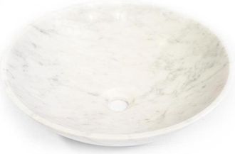 Saniclass Dia Waskom - 42x42x12cm - rond - natuursteen marmer - Gepolijst wit