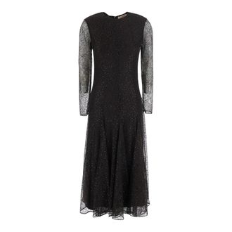 Twinset Jurk met V-hals en Lange Mouwen - Dames - Feestkleedjes - Zwart - S - Kleedjes
