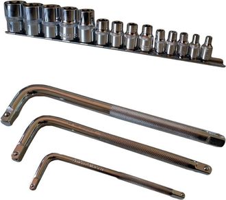 Trade Shop Trade Shop - Juego De 14 Llaves De Vaso Torx 1/21/43/8 4 A 24 Mm 3 Llaves L