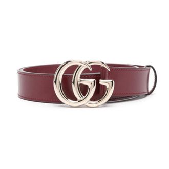 Gucci Belts, female, Red, Size: 85 CM Red Leather Belt with Double G Buckle