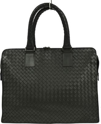 Bottega Veneta Top Zip Briefcase Intrecciato Nappa Black Leather Briefcase Bag (Pre-Owned)